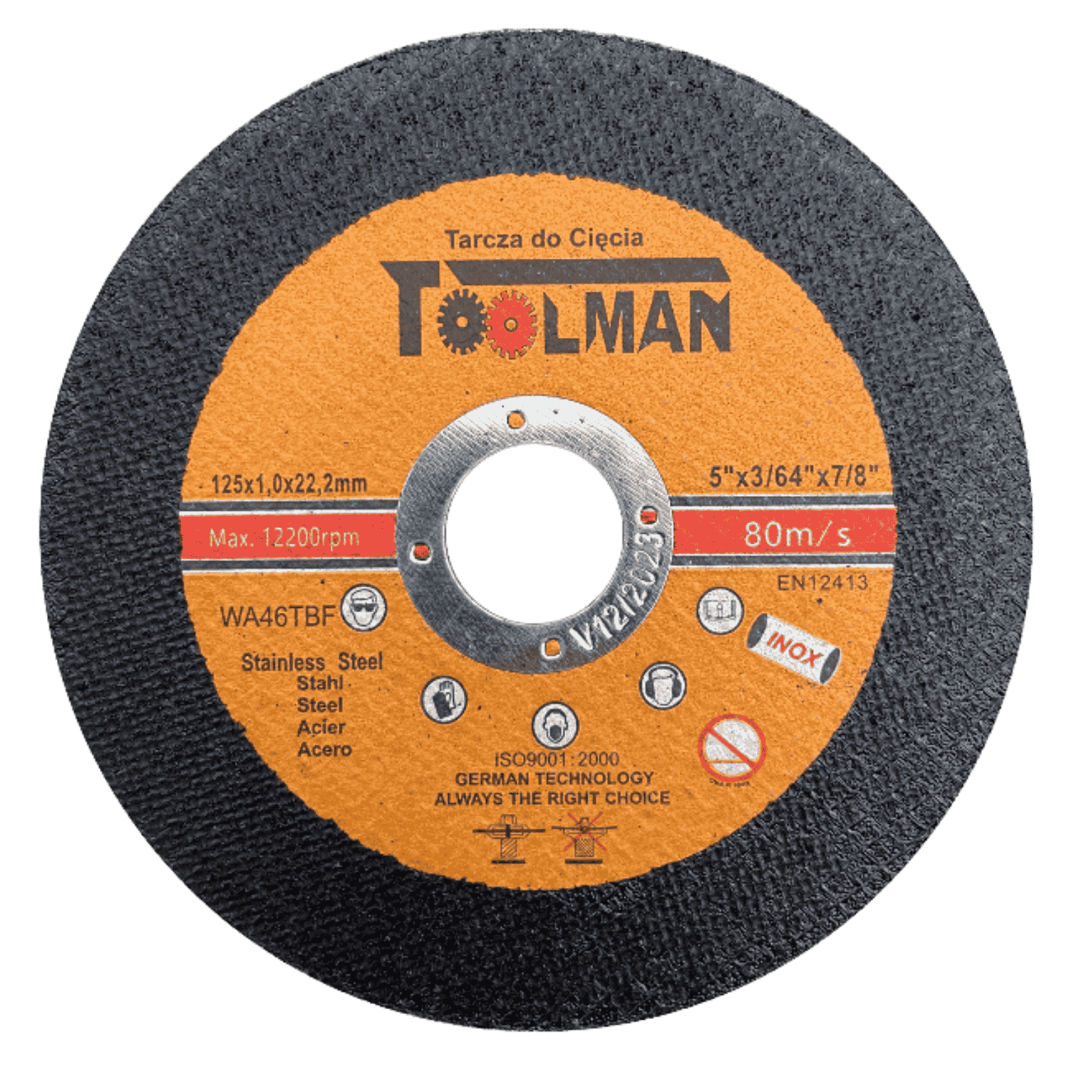 Tarcza do cięcia Metal 125*1*22.23mm Toolman - TS1
