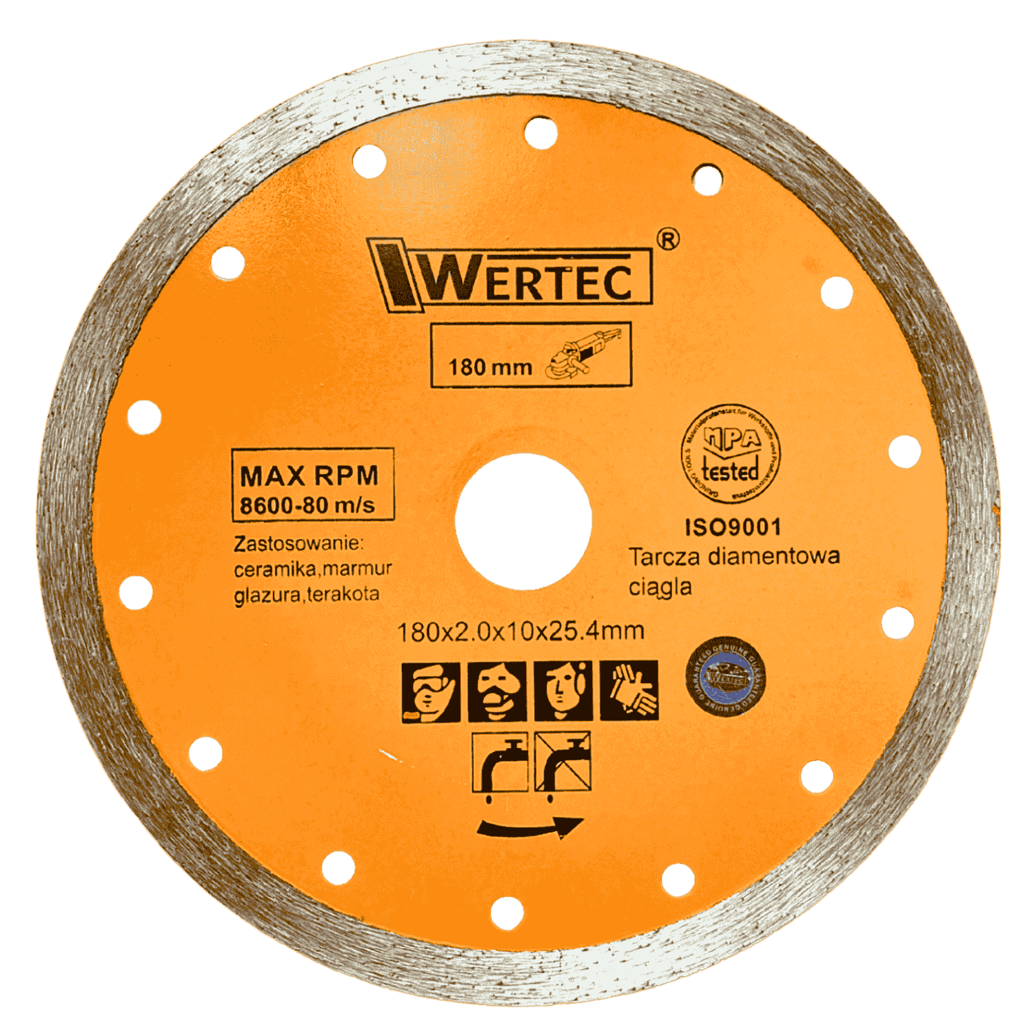 TARCZA DIAMENTOWA CIĄGŁA 180 MM WERTEC - WTDC180