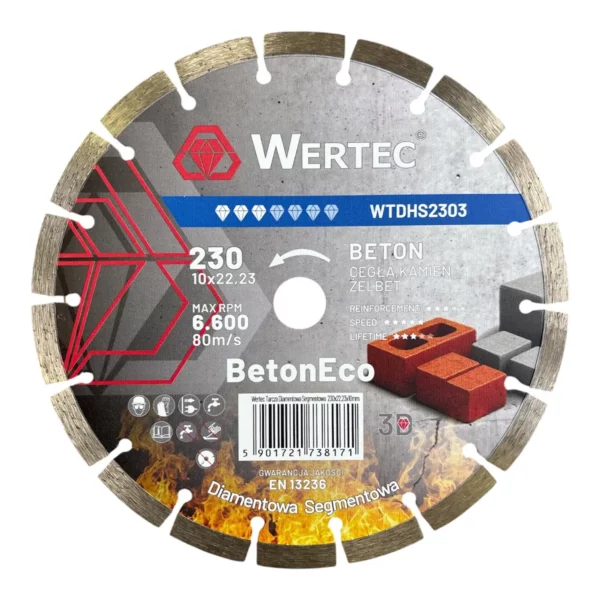 Tarcza diamentowa segment. 230x22.23xH10 BetonEco WTDHS2303