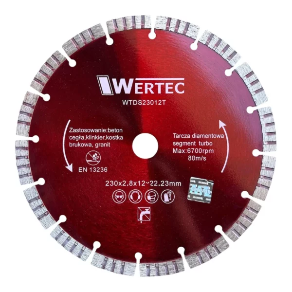 TARCZA DIAMENTOWA SEGMENT TURBO 230X12MM WERTEC